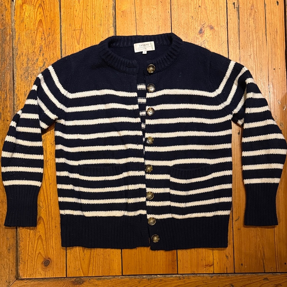 La Ligne Marin Cardigan Navy and Cream Striped Cardigan